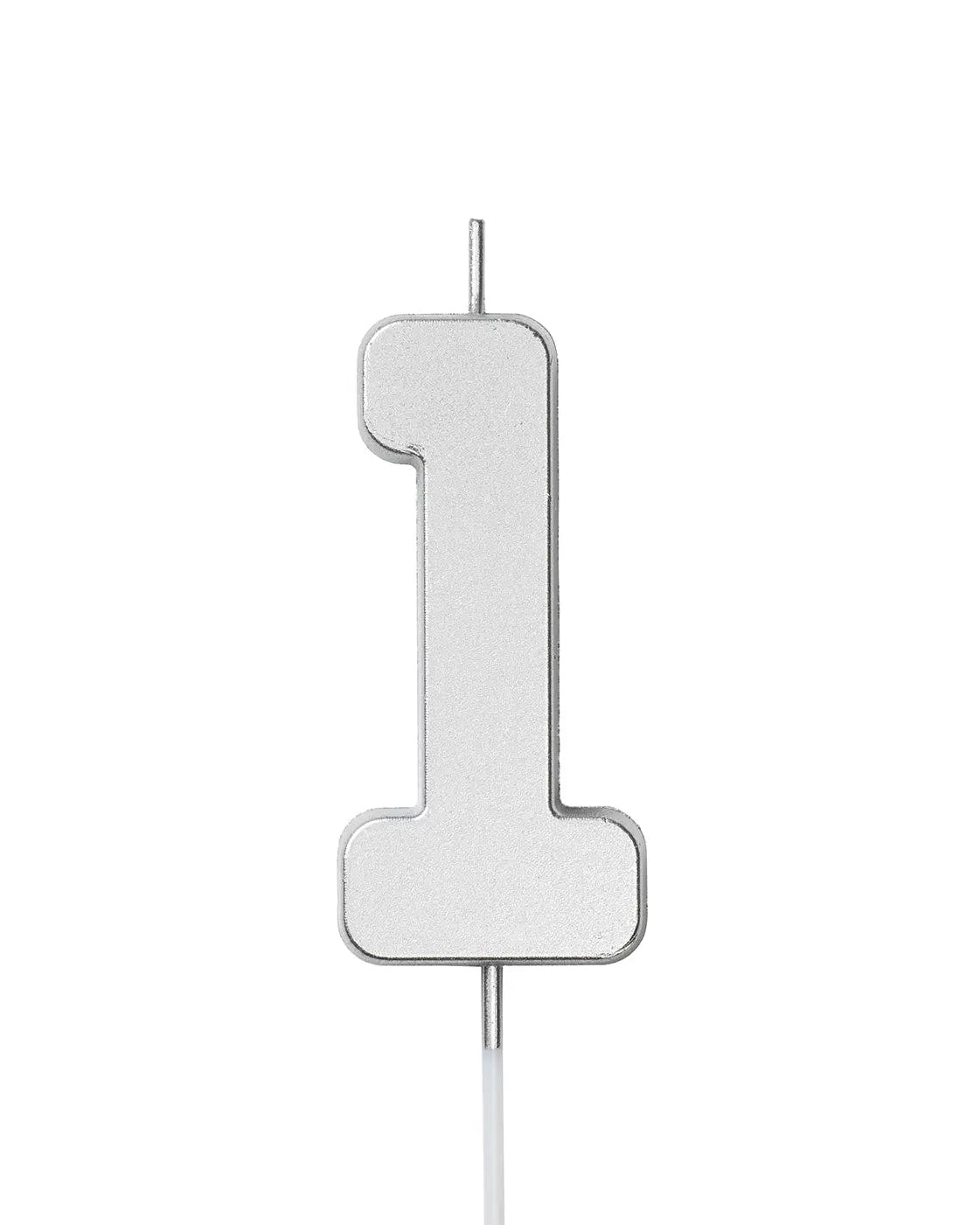 Silver Number Candle