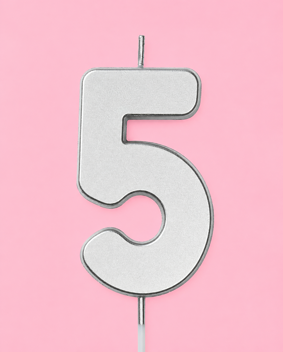 Silver Number Candle