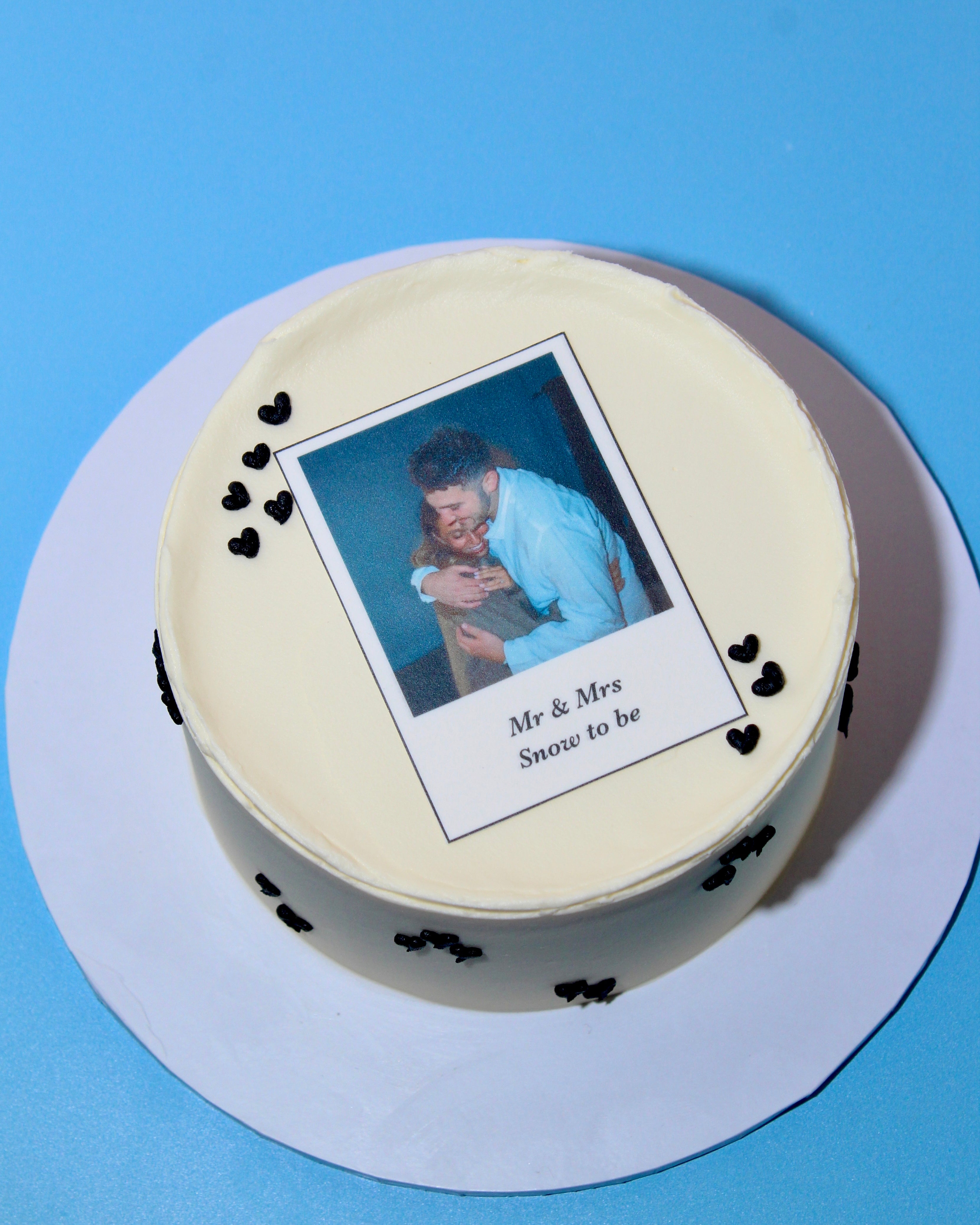 Polaroid Engagement Cake