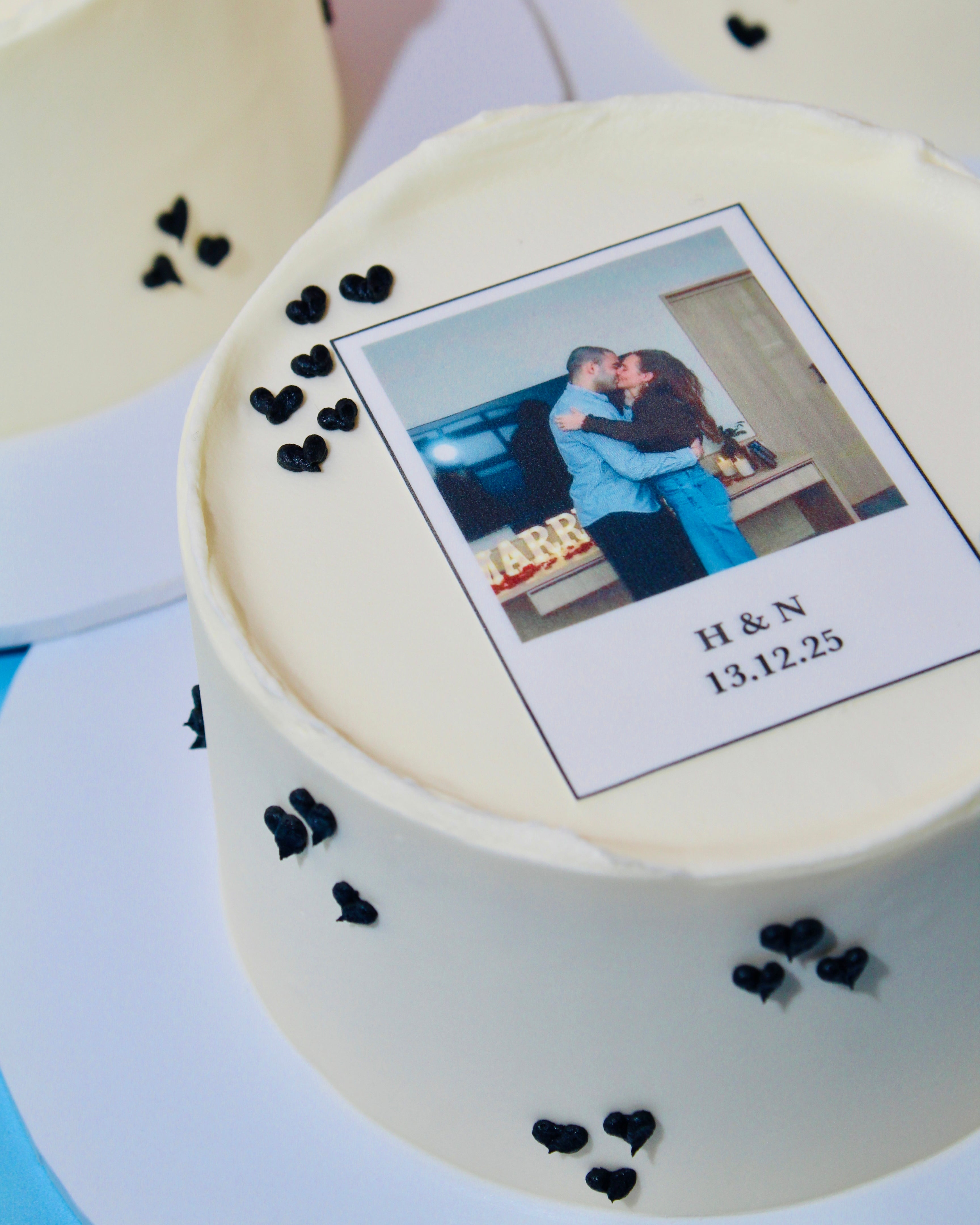 Polaroid Engagement Cake