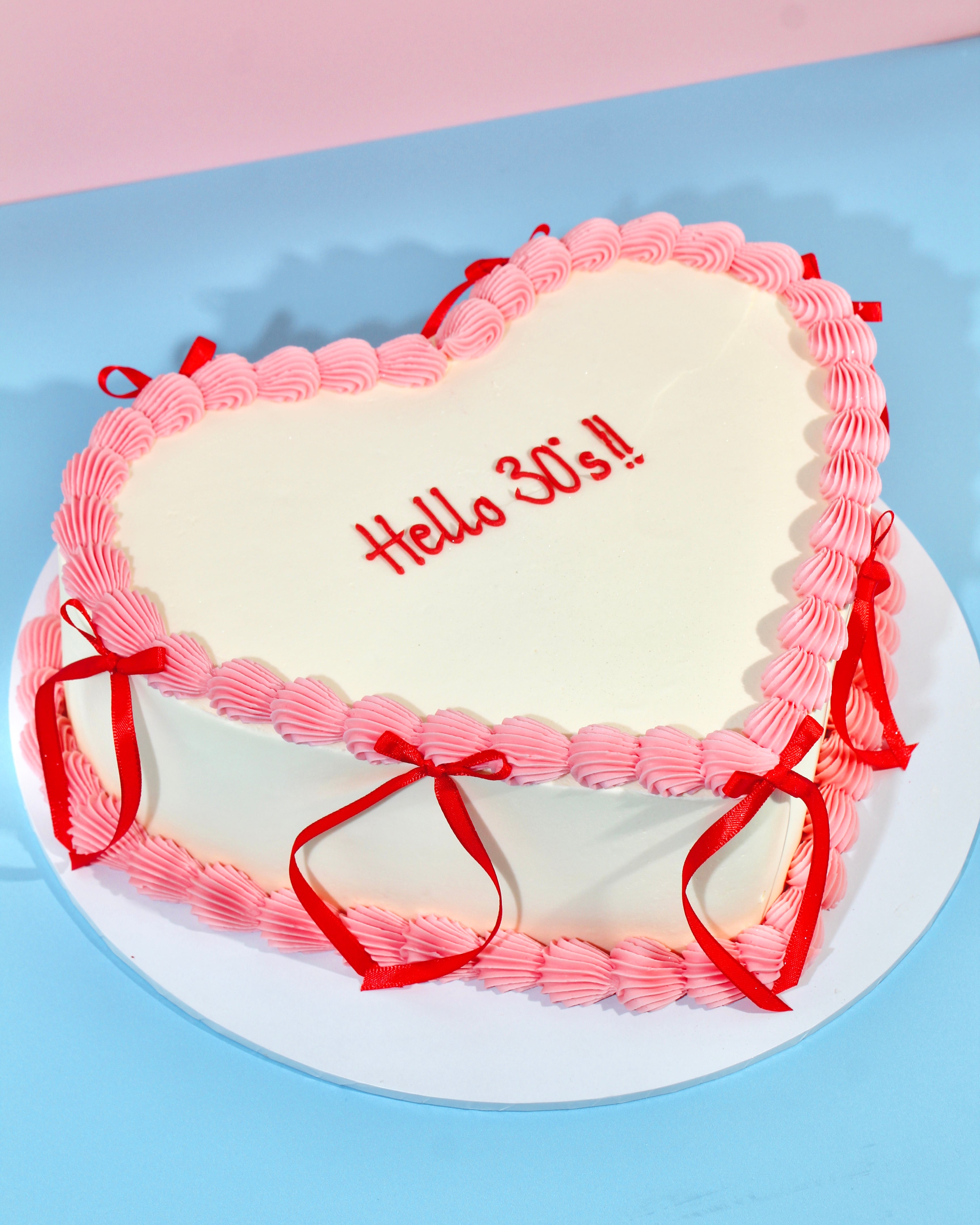 Heart-Shaped Mini Message Bow Cake