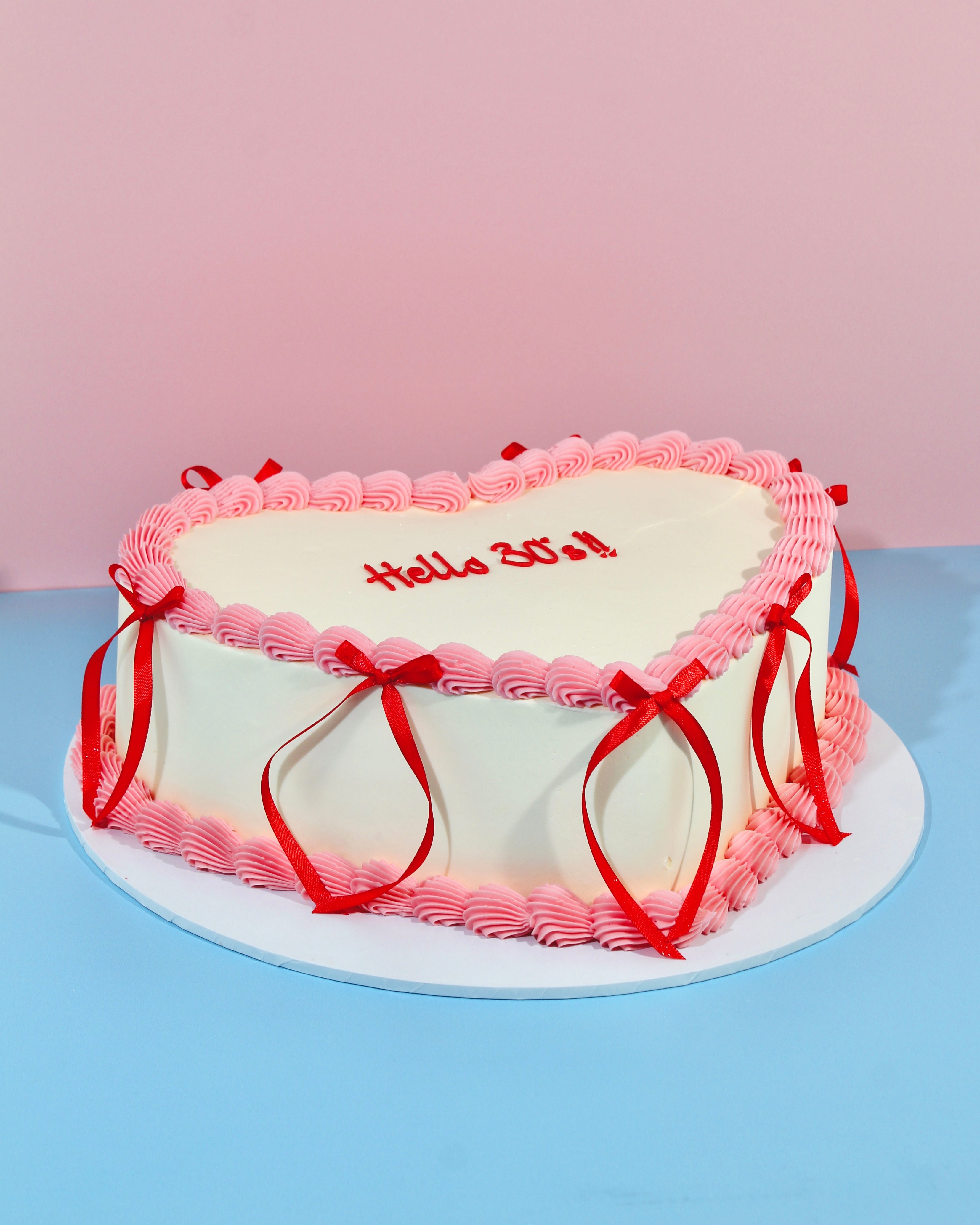 Heart-Shaped Mini Message Bow Cake