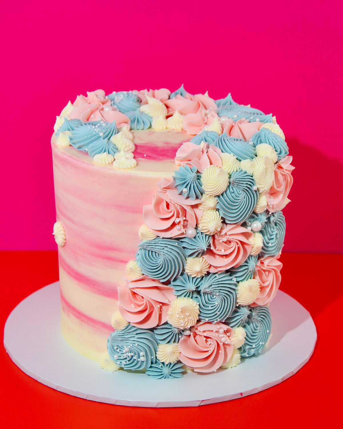 Gluten Free Gender Reveal Cascade Cake | Order Yours Now | Amys Bakehouse