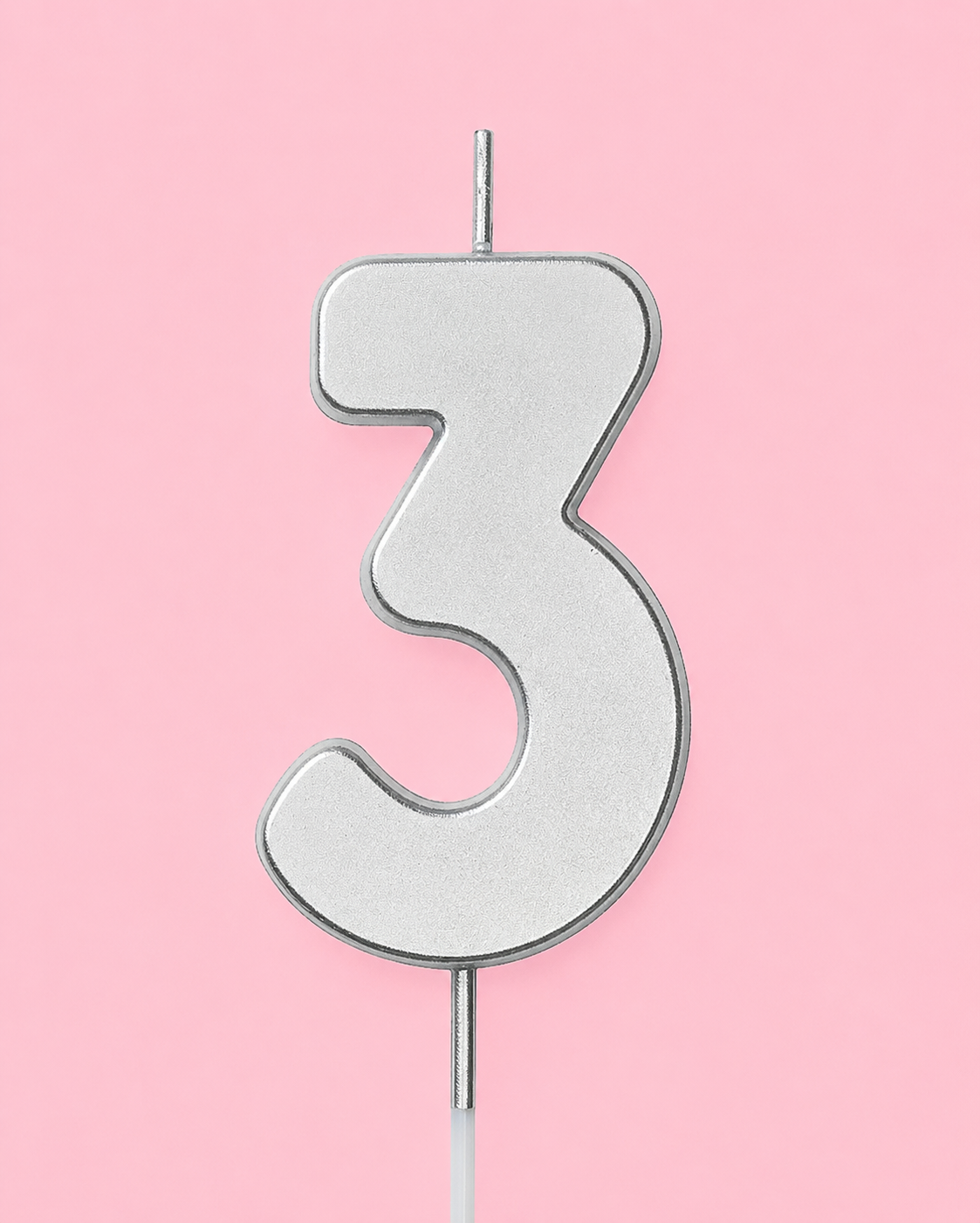 Silver Number Candle